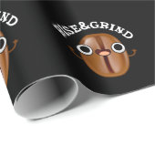Rise and Grind Funny Coffee Bean Pun Dark BG Cadeaupapier (Rol Hoek)