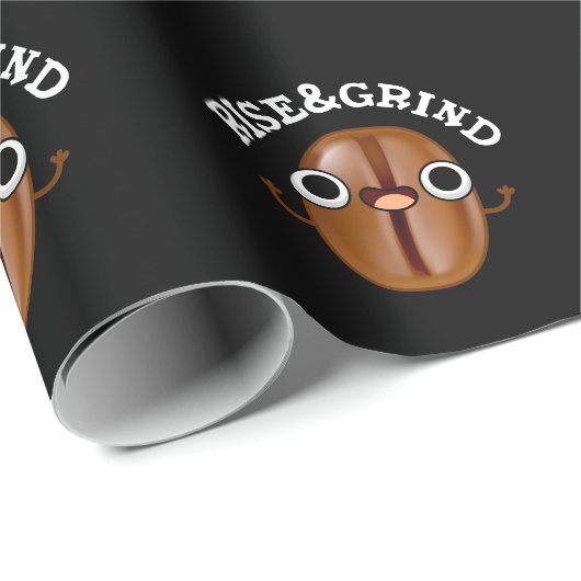 Rise and Grind Funny Coffee Bean Pun Dark BG Cadeaupapier (Rol Hoek)