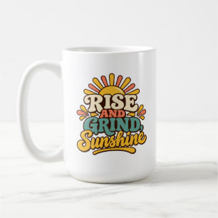Rise and Grind Zonnige Retro Ochtend Koffiemok