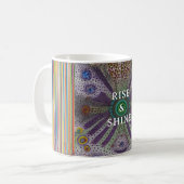 “Rise and Shine – Abstract Rainbow Power Mug” Koffiemok (Voorkant links)
