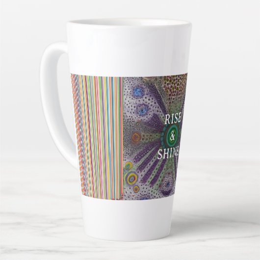 “Rise and Shine – Abstract Rainbow Power Mug” Latte Mok (Linkerhoek)
