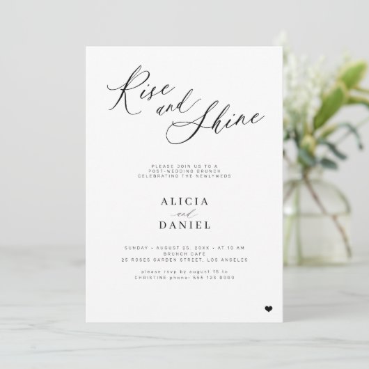 Rise and shine afscheid bruiloft brunch party kaart (Staand voorkant)