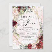 Rise and shine bordeaux en gouden geometrische bru kaart (Voorkant)