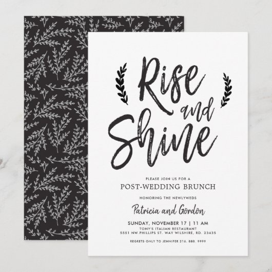 Rise and Shine | Bruiloft Brunch Kaart (Voorkant / Achterkant)