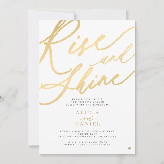 Rise and shine gouden script na huwelijksfeest kaart (Voorkant)