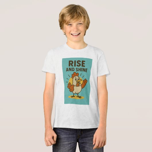 Rise and Shine Happy Chicken Tri-Blend Shirt (Voorkant volledig)