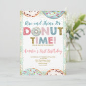 Rise and Shine het is Donut Time First Birthday Kaart (Staand voorkant)