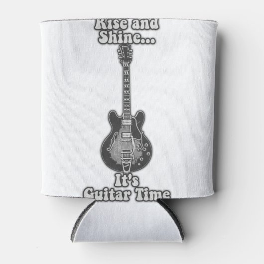Rise and shine. it's gitar time. black and white blikjeskoeler (Voorkant)