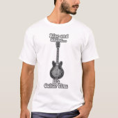 Rise and shine. it's gitar time. black and white t-shirt (Voorkant)