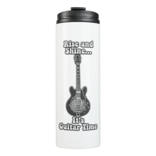 Rise and shine. it's gitar time. black and white thermosbeker (Voorkant)