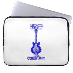 Rise and shine. it's gitar time.retro blue guitar laptop sleeve