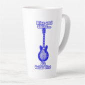 Rise and shine. it's gitar time.retro blue guitar latte mok (Rechterhoek)