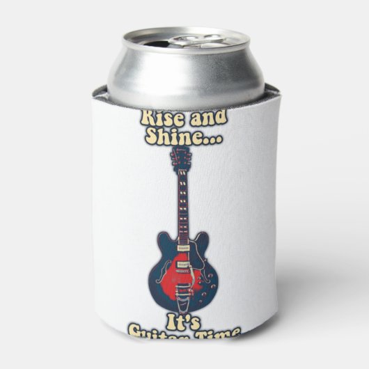 Rise and shine. it's guitar time. motivational blikjeskoeler (Blikje Voorkant)