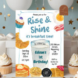 Rise and Shine Kinder Ontbijt Verjaardag Kaart<br><div class="desc">Ontbijt 1e verjaardagsfeest,  melk en koekjes eerste verjaardag brunch,  donut verjaardag jongen,  pannenkoeken ei spek verjaardag</div>