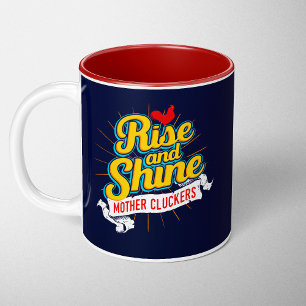 Rise and Shine Mother Cluckers Haan Landelijk Tweekleurige Koffiemok