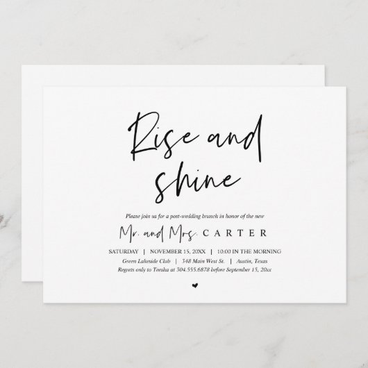 Rise and Shine, na bruiloft Uitnodiging (Voorkant / Achterkant)