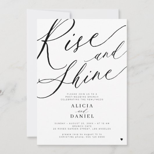 Rise and shine na het bruiloftsfeest kaart (Voorkant)