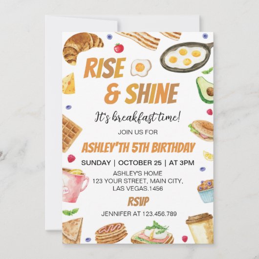 Rise and Shine Ontbijt Tijd Brunch Verjaardag Kaart (Voorkant)