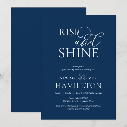 Rise and shine, Post bruiloft Brunch Celebration i Kaart (Voorkant / Achterkant)