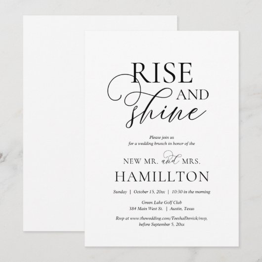 Rise and shine, Post bruiloft Brunch Celebration i Kaart (Voorkant / Achterkant)