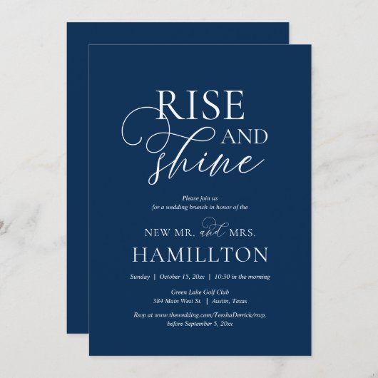 Rise and Shine, Post bruiloft Brunch Celebration Kaart (Voorkant / Achterkant)
