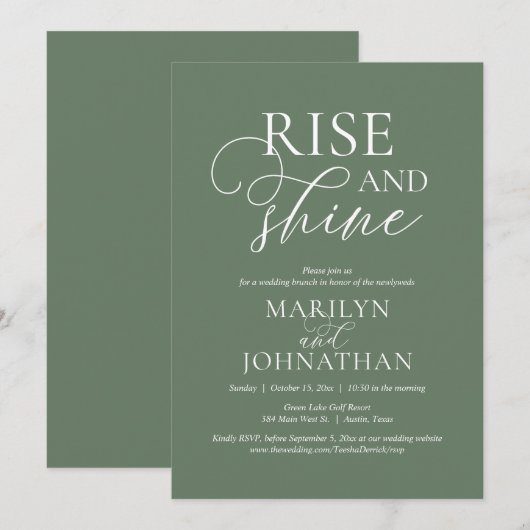 Rise and Shine, Post bruiloft Brunch Party Kaart (Voorkant / Achterkant)