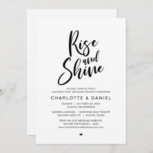 Rise and Shine, Post Bruiloft Brunch Viering Kaart (Voorkant / Achterkant)