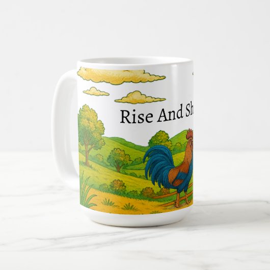Rise and Shine Rooster Coffee Mok (Voorkant links)