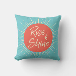 Rise and Shine sunburst blauw en oranje kussen