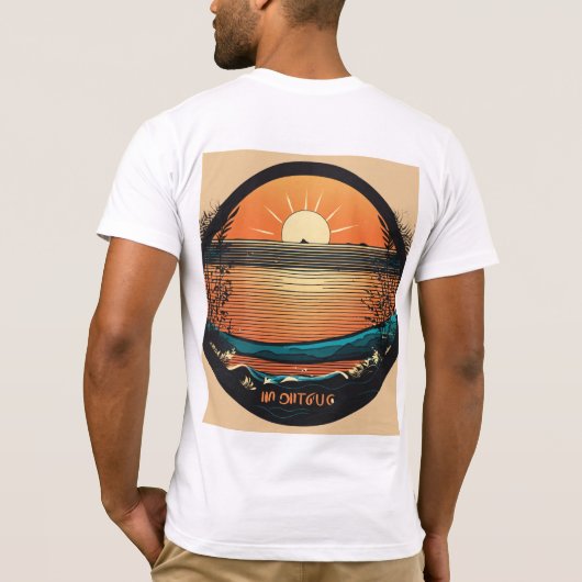 "Rise and Shine: Sunrise Outliner Mannen" T-shirt (Achterkant)
