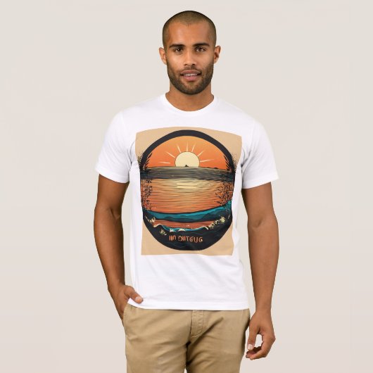 "Rise and Shine: Sunrise Outliner Mannen" T-shirt (Voorkant volledig)