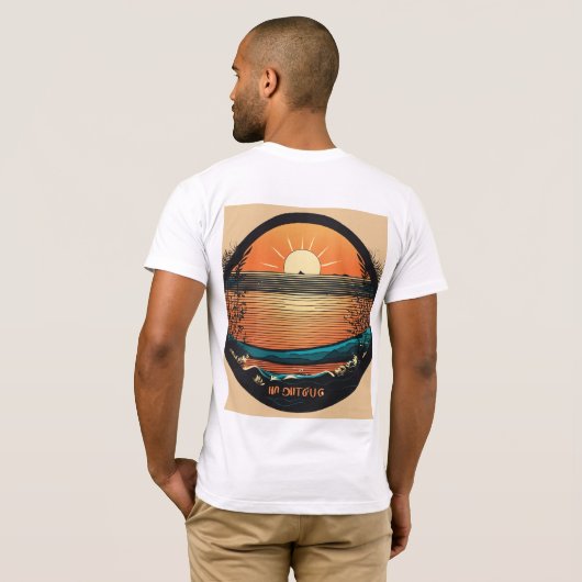 "Rise and Shine: Sunrise Outliner Mannen" T-shirt (Achterkant volledig)