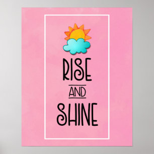 Rise and Shine Typography With Sun and Cloud Poster