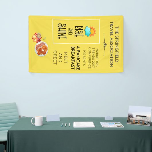 Rise and Shine Typography - Zonnewolk en pannenkoe Spandoek (Beurs)
