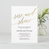 Rise and Shine Wedding Brunch Faux Gold Script Kaart (Staand voorkant)