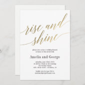 Rise and Shine Wedding Brunch Faux Gold Script Kaart (Voorkant / Achterkant)