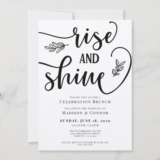 Rise and Shine Wedding Weekend Brunch Invitation Kaart (Voorkant)