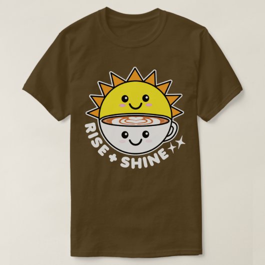 Rise and Shine Zon en Koffie T-shirt (Design voorkant)