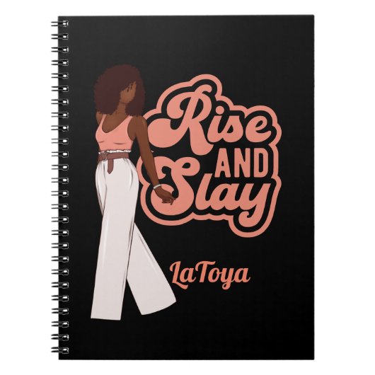 Rise and Slay Gepersonaliseerde Melanine Vrouw Notitieboek (Voorkant)