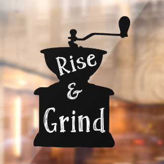 Rise en Grind Coffee Raamsticker