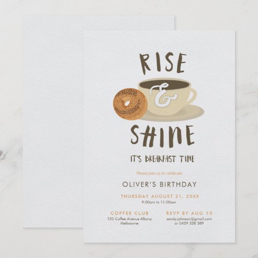 Rise en Shine Birthday Breakfast Kaart (Voorkant / Achterkant)