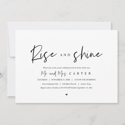 Rise en Shine, feest na bruiloft Kaart (Voorkant)