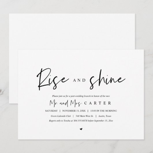 Rise en Shine, feest na bruiloft Kaart (Voorkant / Achterkant)