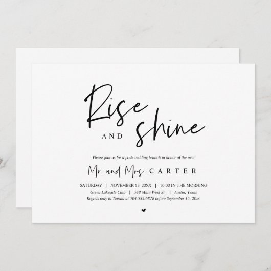 Rise en Shine, feest na bruiloft Kaart (Voorkant / Achterkant)
