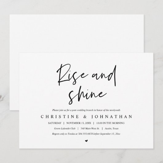 Rise en Shine, feest na bruiloft Kaart (Voorkant / Achterkant)