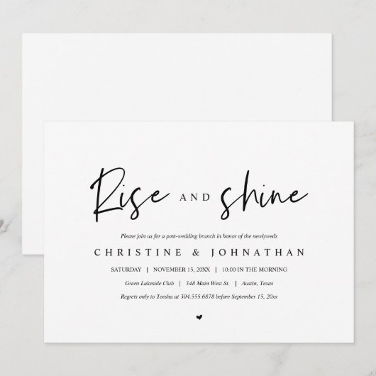 Rise en Shine, feest na bruiloft Kaart (Voorkant / Achterkant)
