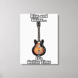 Rise en shine. Het is gitaartijd. bruin Canvas Afdruk