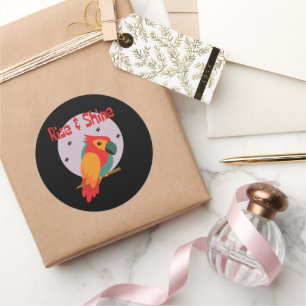 Rise en shine Kawaii schattige kleurrijke papegaai Ronde Sticker