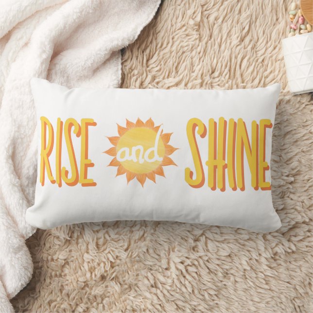 Rise en shine Retro Font Bright Yellow Sunny Kussen (Deken)
