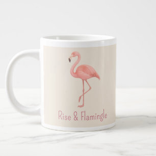 Rise & Flamingle Flamingo – Zacht beige tropisch Grote Koffiekop